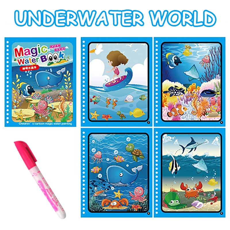 Magical Book Water Drawing Montessori Toys Reusable Coloring Book